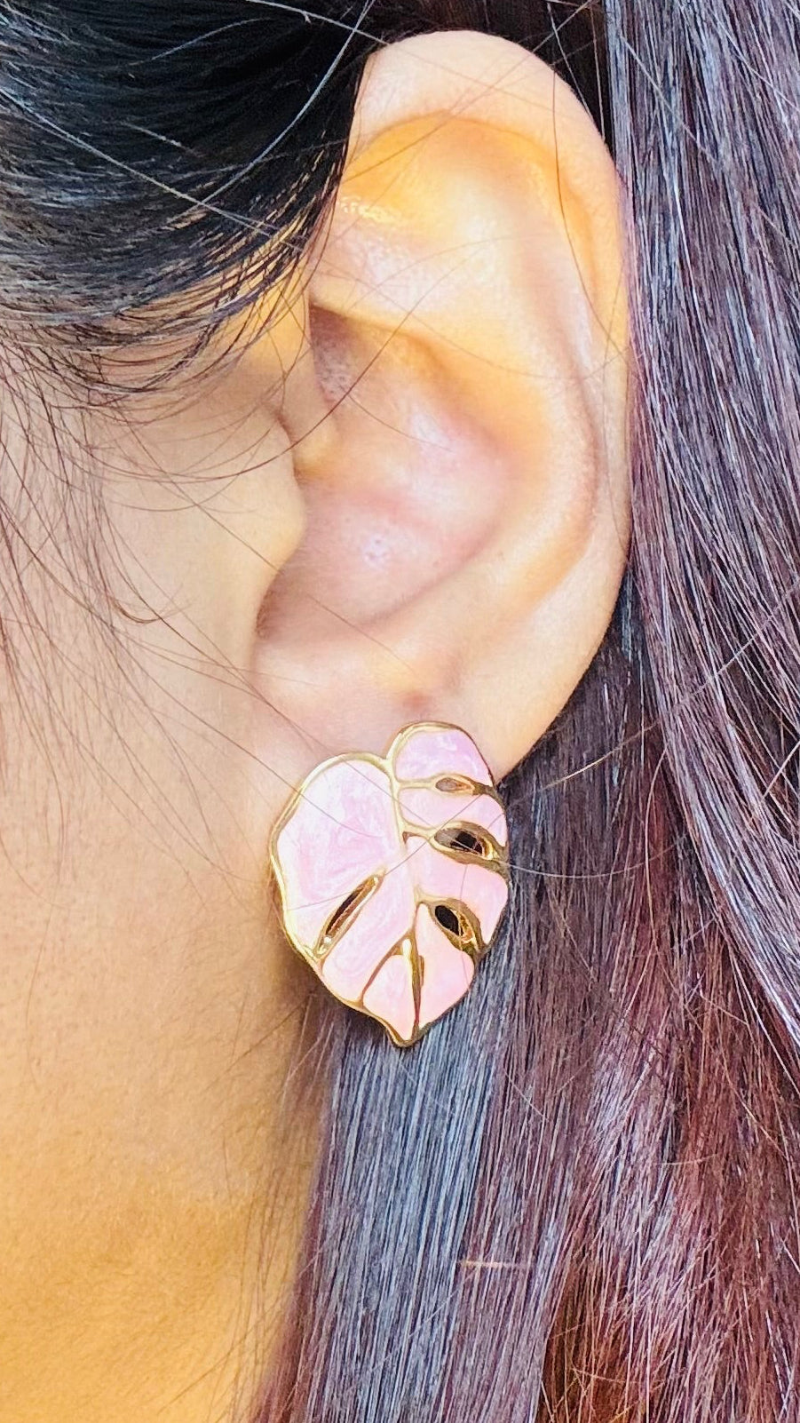 Lunar Leaf Earrings- Blush Pink