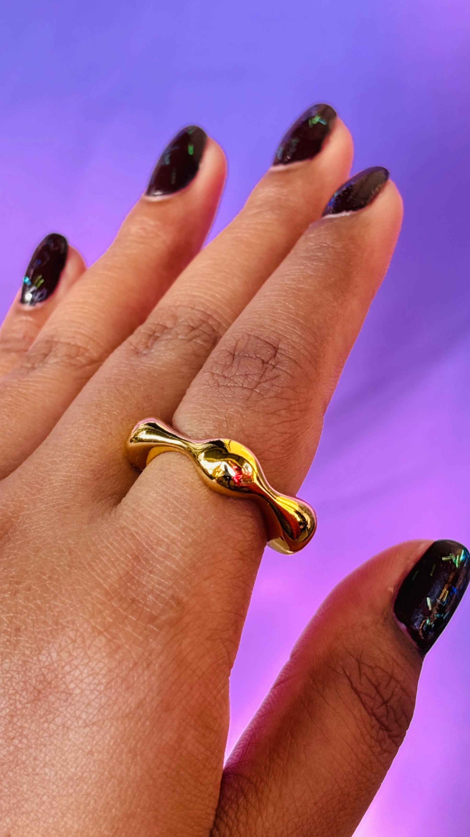 Molten Pebble Ring-Gold