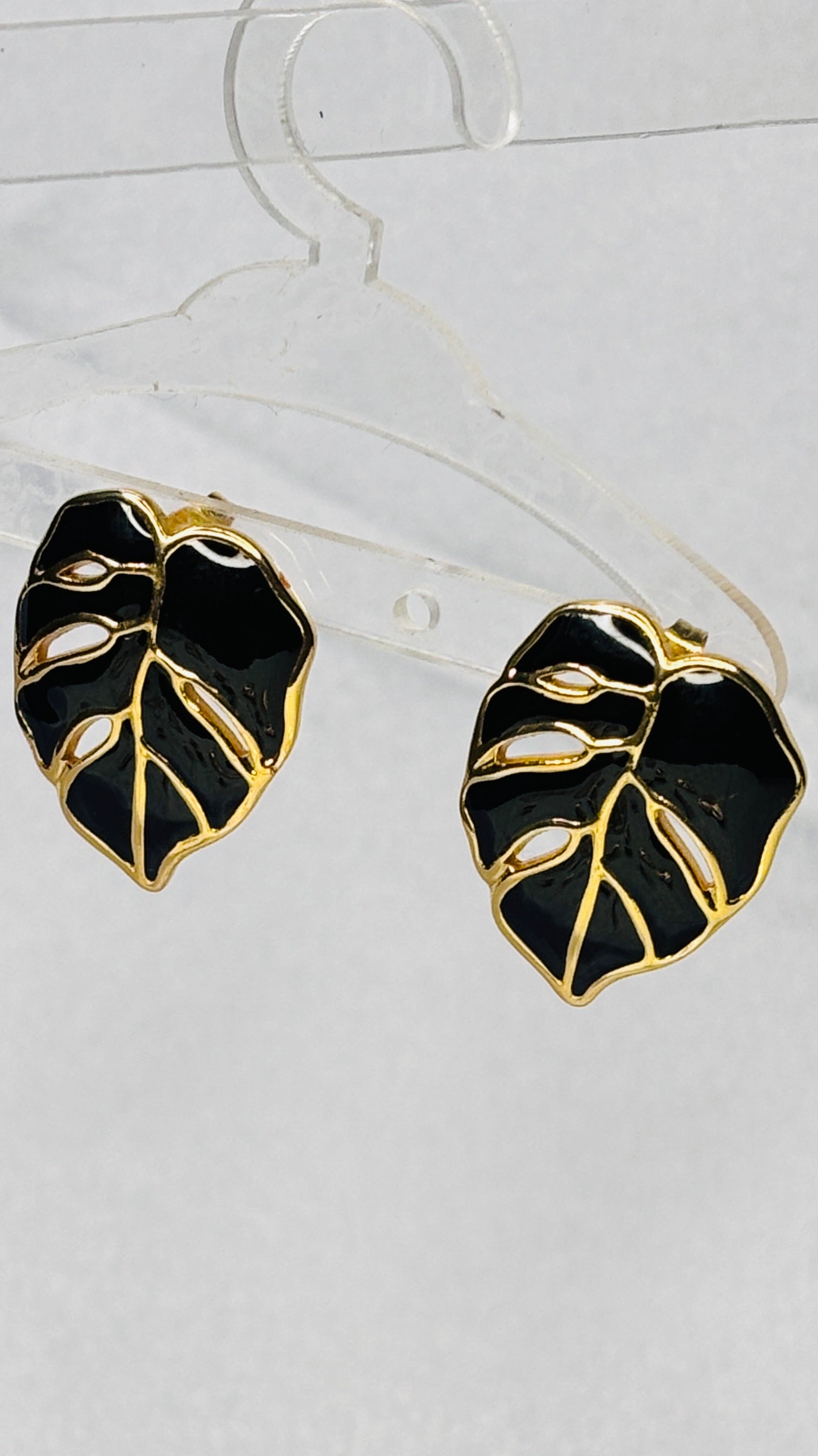 Lunar Leaf Earrings- Midnight Black