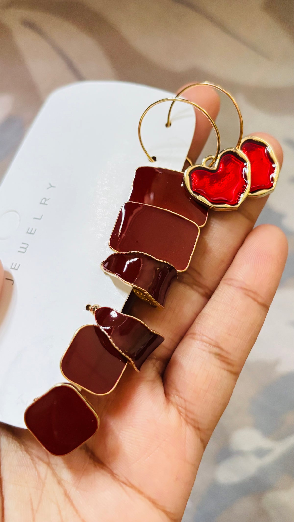 Crimson Heart Earrings set