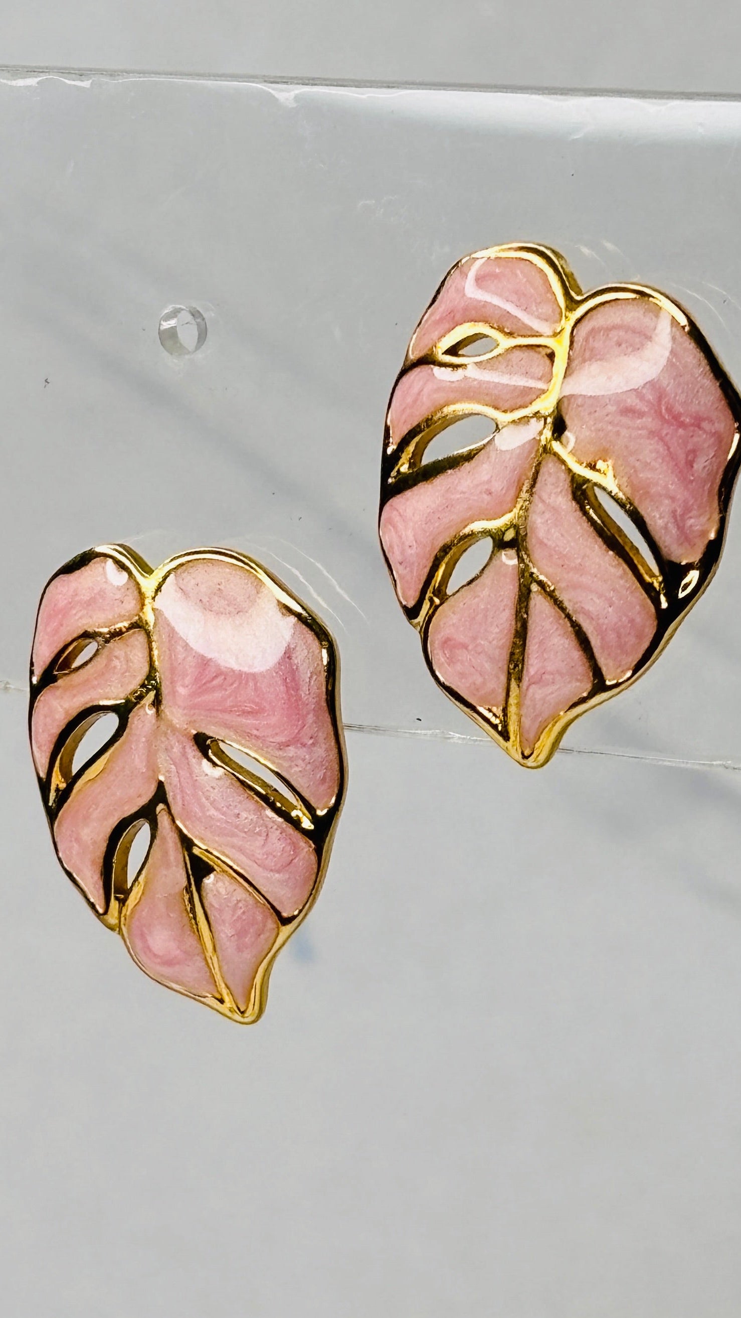Lunar Leaf Earrings- Blush Pink