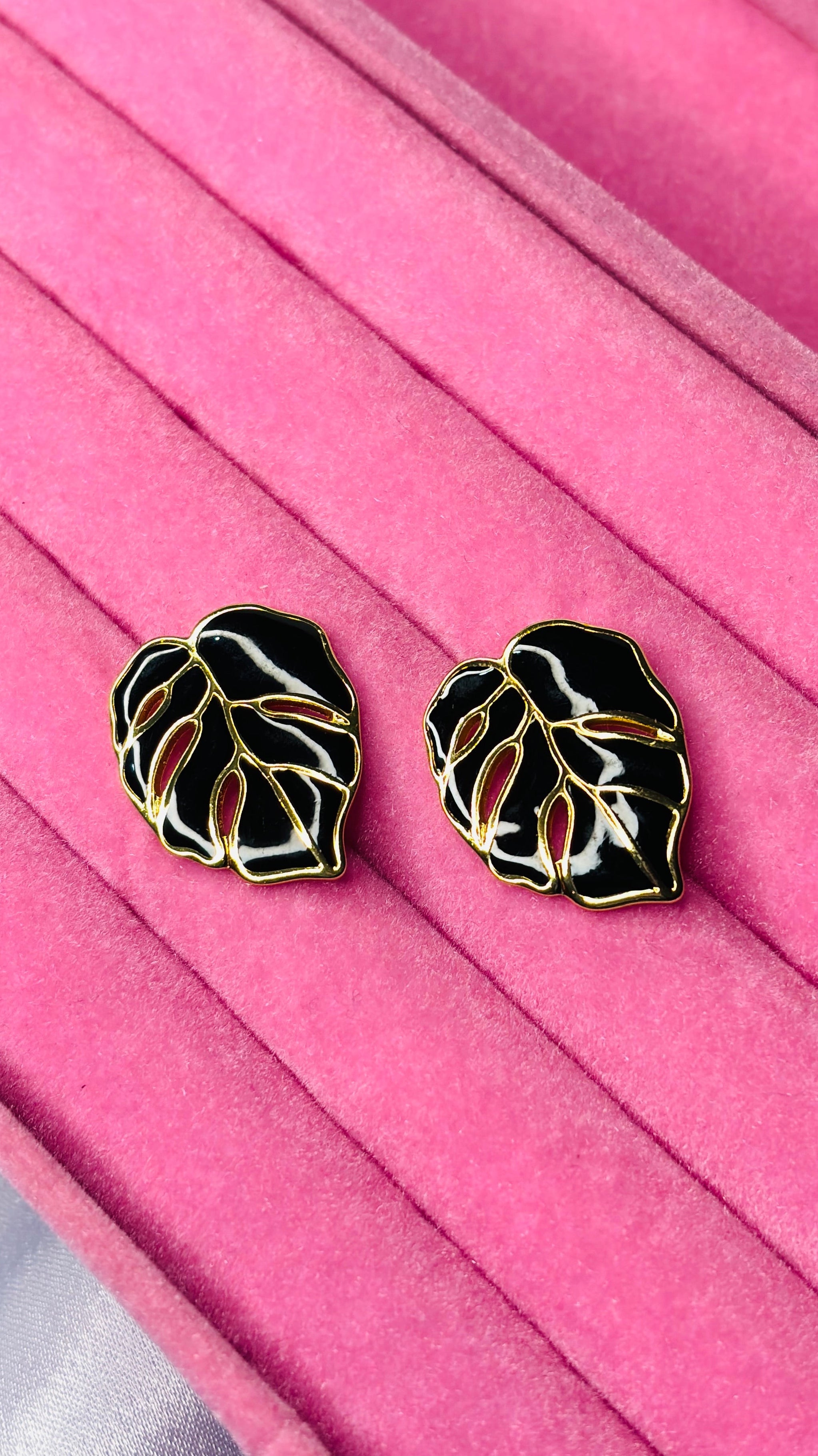 Lunar Leaf Earrings- Midnight Black