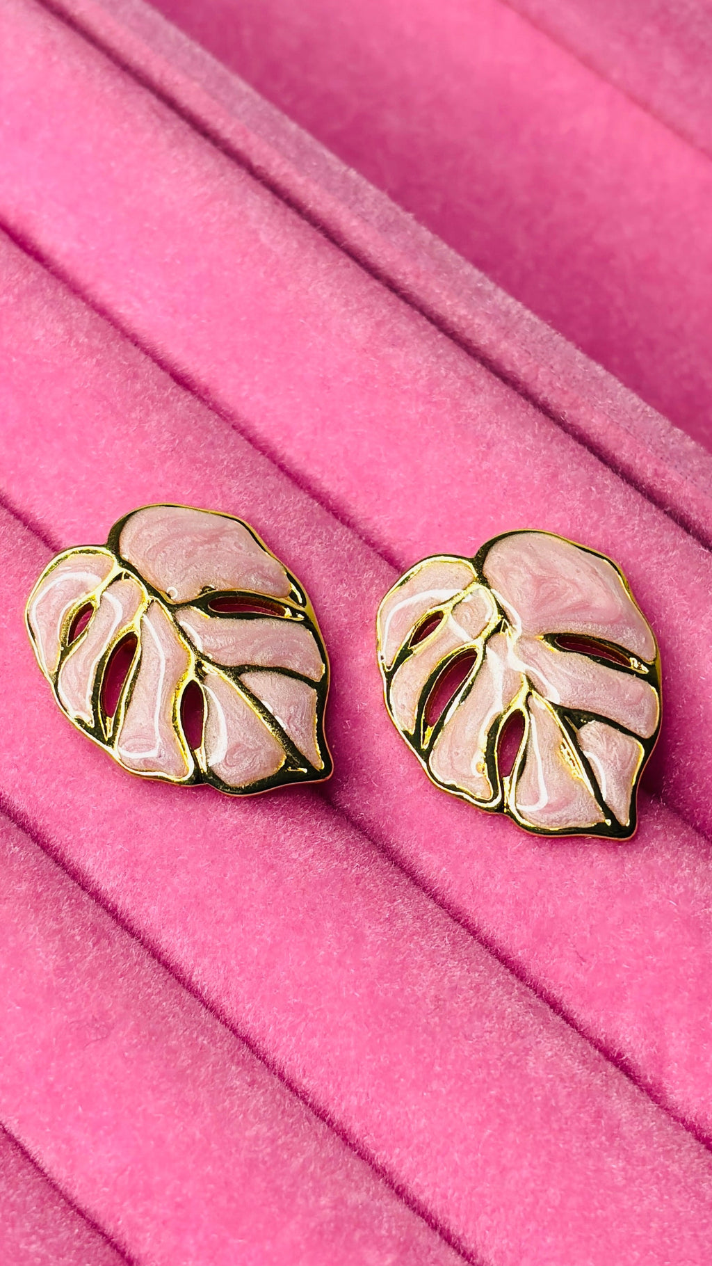 Lunar Leaf Earrings- Blush Pink