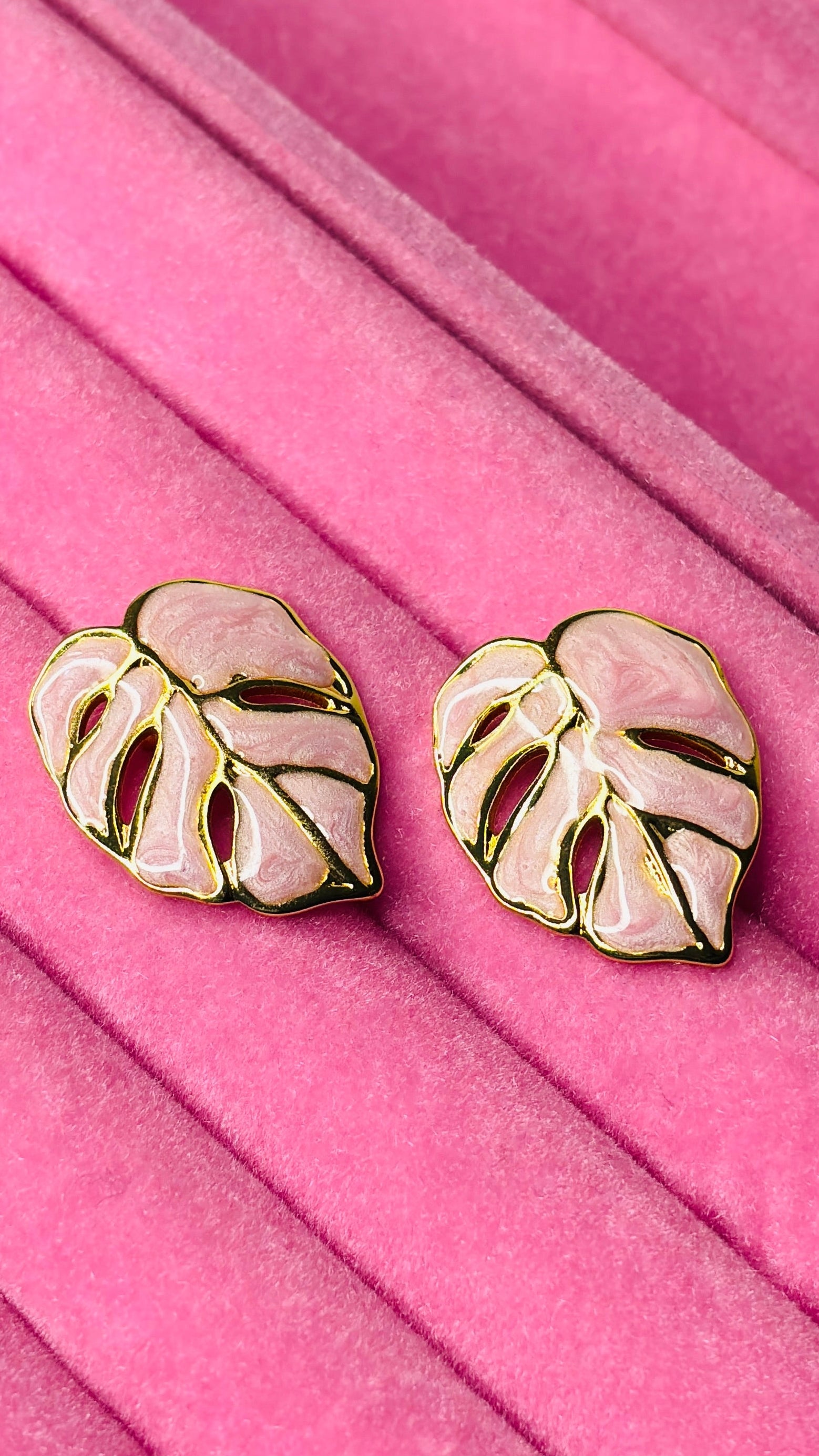 Lunar Leaf Earrings- Blush Pink